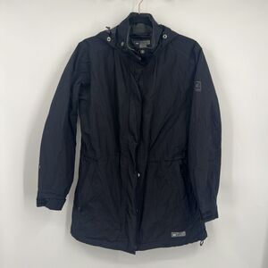 REI ELEMENTS Black Full Zip Hooded Wind Rain Jacket Women's Size M